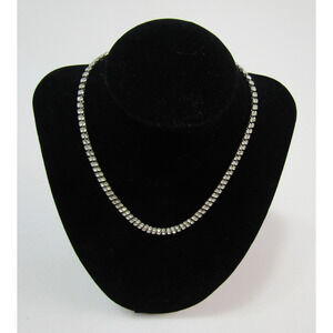 Silver Alloy Inset Rhinestone Choker Necklace Sparkly Boho Clasp